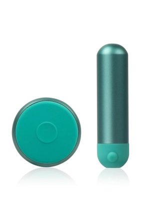 JimmyJane Mini Chroma Metal Rechargeable Bullet with Remote - Teal