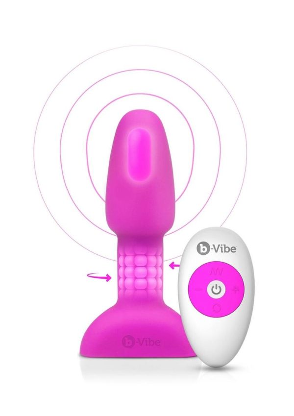 B-Vibe Rimming Petite Rechargeable Silicone Anal Plug with Remote - Fuchsia