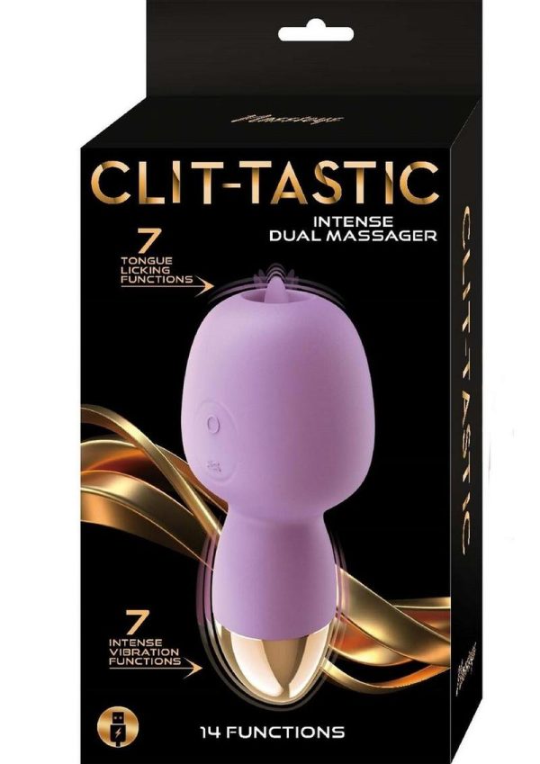 Clit-Tastic Intense Dual Massager Rechargeable Silicone Vibrator with Clitoral Stimulator - Lavender