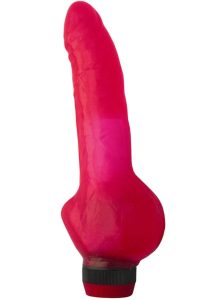 Jelly Caribbean Number 2 Jelly Vibrator with Clitoral Stimulator 8in - Red