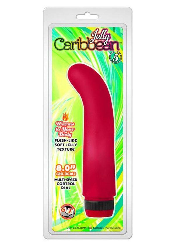 Jelly Caribbean Number 5 G-Spot Realistic Vibrator 8in - Pink