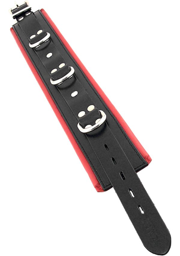 Rouge 3 D-Ring Padded Leather Adjustable Collar - Black And Red