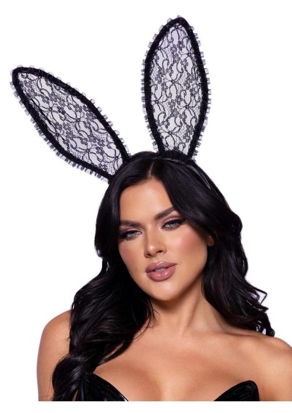 Leg Avenue Ruffle Bunny Ears - O/S - Black