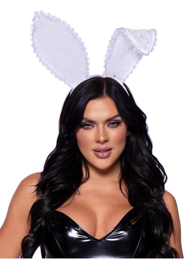 Leg Avenue Ruffle Bunny Ears - O/S - White