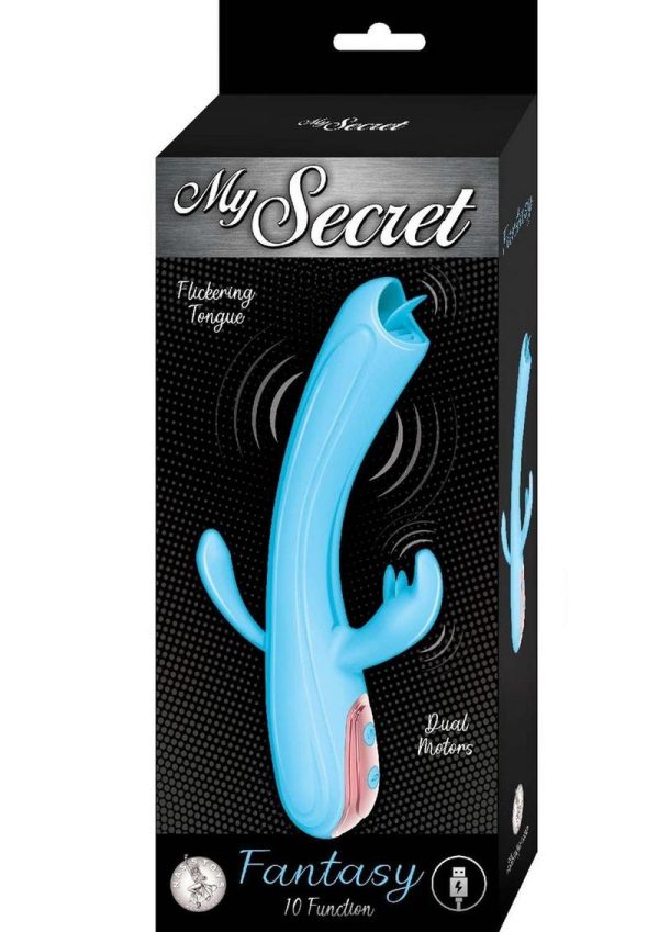 My Secret Fantasy Rechargeable Silicone Flickering Tongue Vibrator - Blue