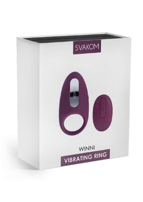 Svakom Winni Silicone Rechargeable Clitoral Stimulator Couple`s Ring with Remote - Purple