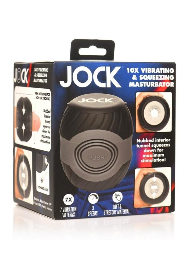 JOCK 10X Vibrating and Squeezing Masturbator - Black/Grey/Clear