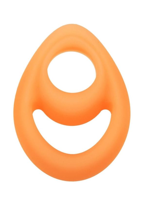 Alpha Glow in the Dark Liquid Silicone Teardrop Dual Ring - Orange