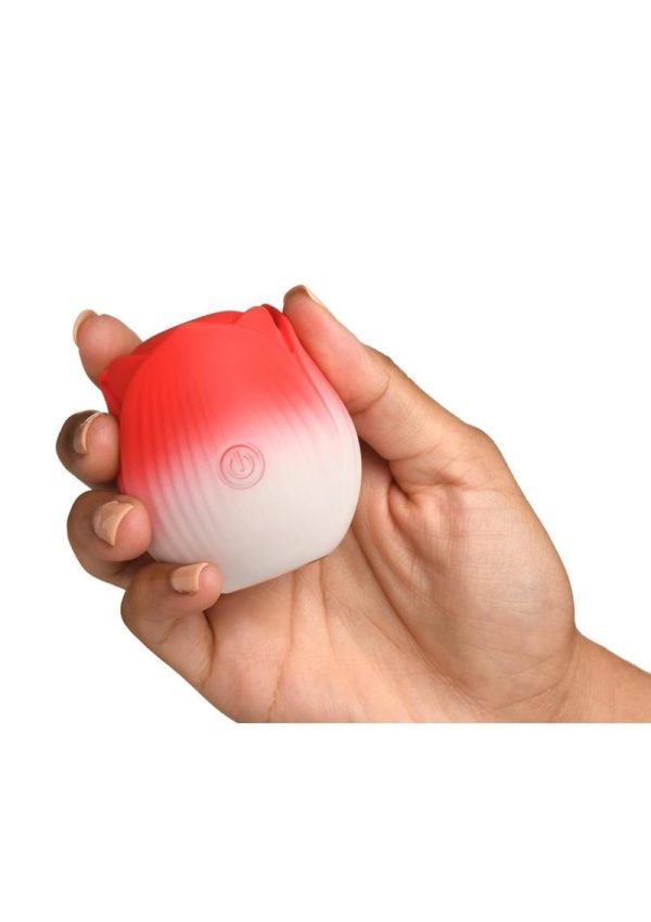 Bloomgasm Pulsing Petals Throbbing Silicone Rechargeable Rose Stimulator - Red