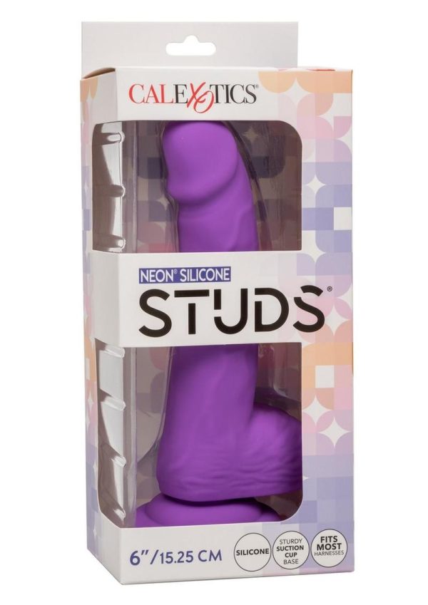 Neon Silicone Studs Dildo 6in - Purple