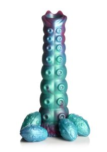 Creature Cock Galactic Breeder Ovipositor Silicone Dildo - Red/Teal/Blue