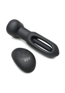 Flickers Bum Flick Flicking and Vibrating Rechargeable Silicone Butt Plug with Remote - Black