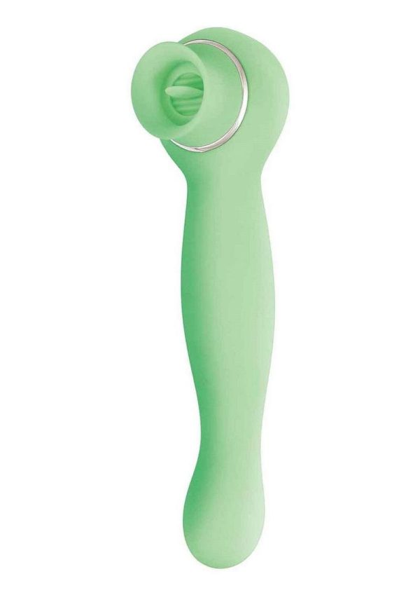 Blaze Luscious Licker Rechargeable Silicone Dual End Vibrator - Mint