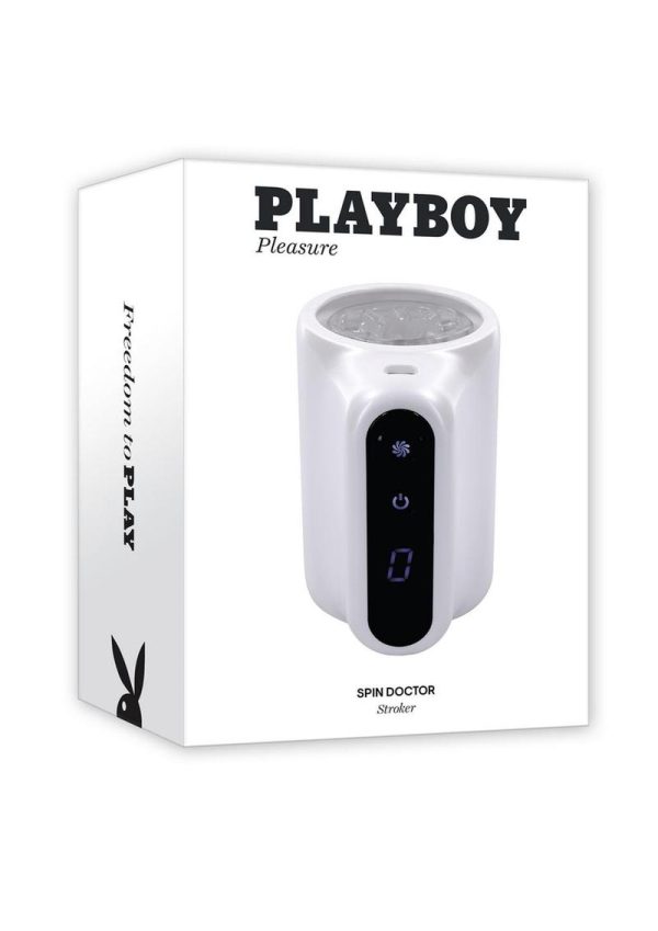 Playboy Spin Doctor Rechargeable Dual End Masturbator - White/Clear