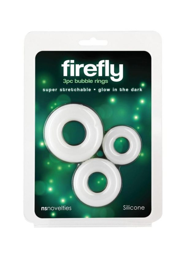 Firefly Bubble Ring Glow in The Dark Cock Ring Set (3 pieces) - White