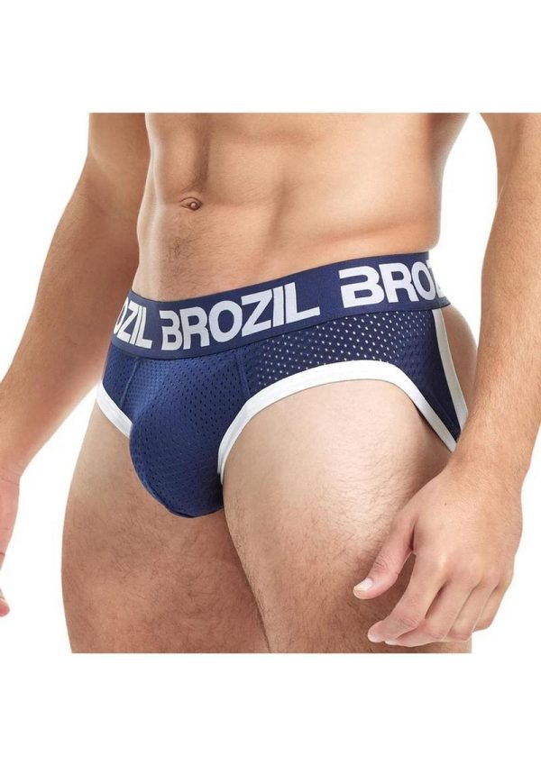 Brozil Ultra Sports Mesh Bulge Brief - Large/XLarge - Navy Blue