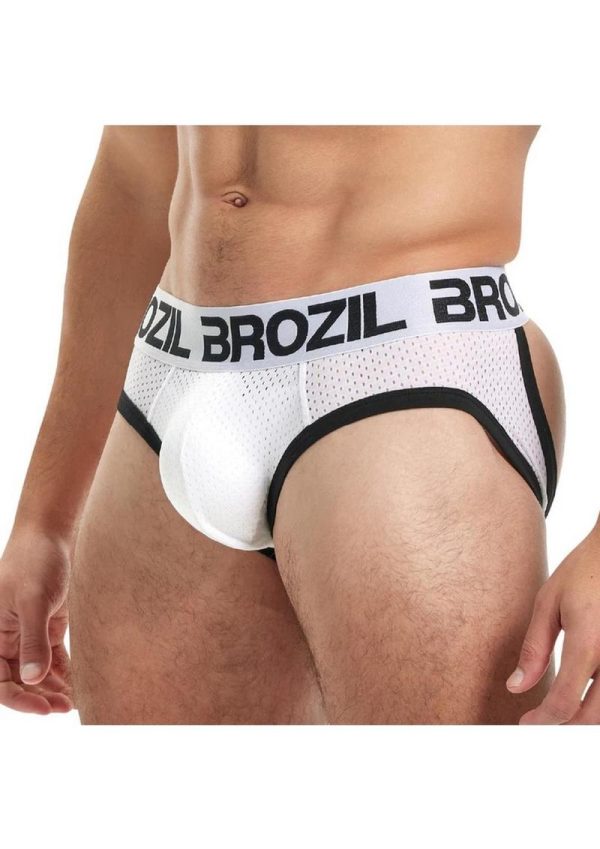 Brozil Ultra Sports Mesh Bulge Brief - Small/Medium - White