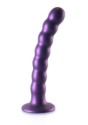 Ouch! Beaded G-Spot Silicone Dildo 6.5in - Metallic Purple