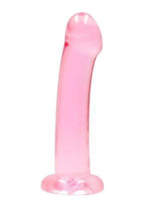 RealRock Crystal Clear Non Realistic Dildo with Suction Cup 6.7in - Pink