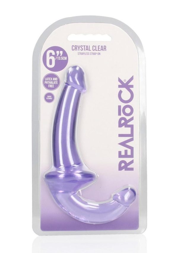 RealRock Crystal Clear Strapless Strap-On 6 - Purple