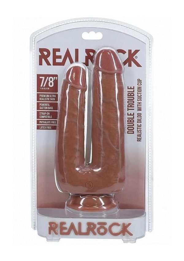 RealRock Ultra Realistic Skin Double Trouble 7in/8in - Caramel