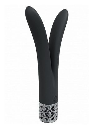 Royal Gems Dueling Queens Rechargeable Silicone Vibrator - Black