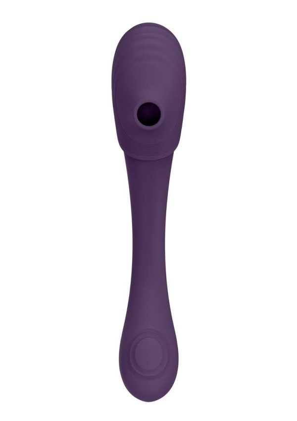 Vive MIRAI Rechargeable Silicone Dual Motor Double Ended Bendable Pulse and Air Wave Vibrator - Purple