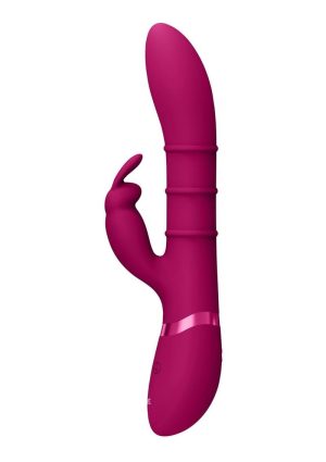 Vive SORA Rechargeable Silicone Triple Motor Up and Down Vibrating Triple Ring Rabbit - Pink