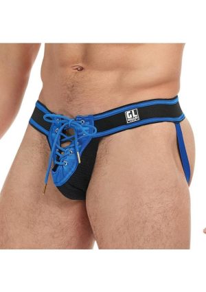 Goal Line Lace-Up Jockstrap - Large/XLarge - Blue