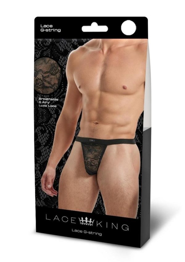 Lace King Lace G-String - Small/Medium - Black