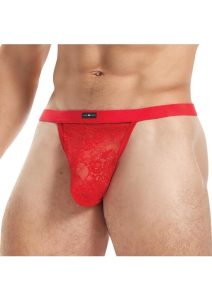 Lace King Lace G-String - Small/Medium - Red