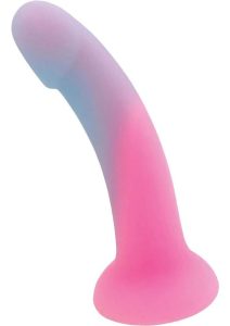 Cotton Candy Pound Cake Rechargeable Silicone Dong - Fuschia/Aqua