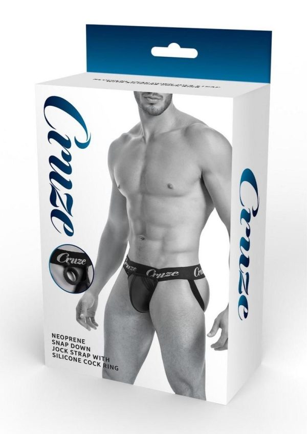 Cruze High Bar Jockstrap with Cock Ring - Small/Medium - Black