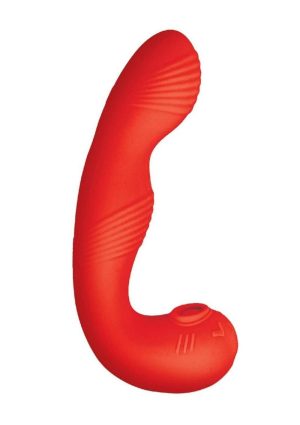 My Secret G-Spot Rechargeable Silicone Vibrator with Clitoral Stimulator - Red