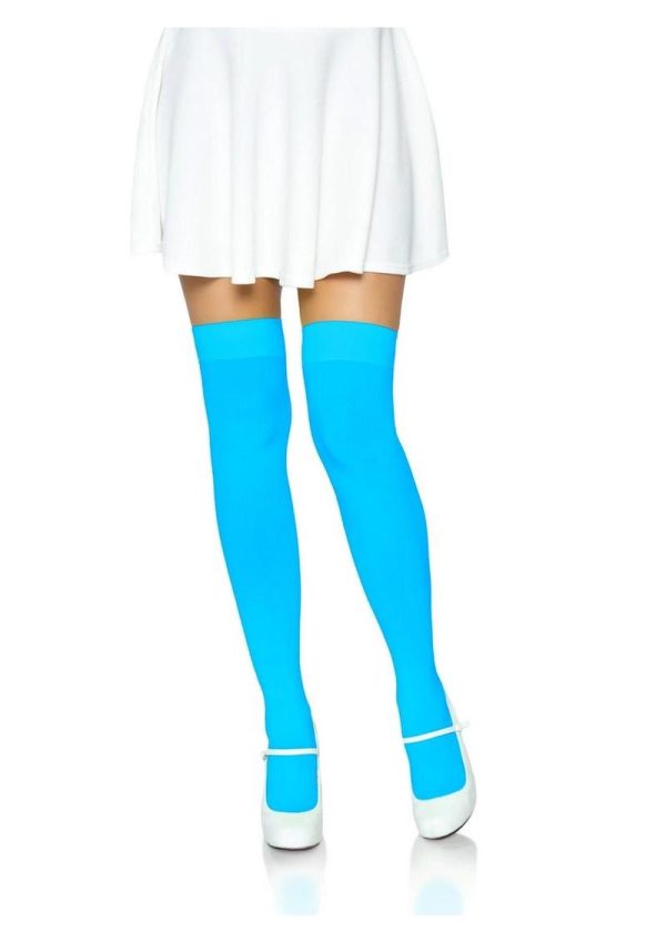 Leg Avenue Nylon Over The Knee - O/S - Neon Blue