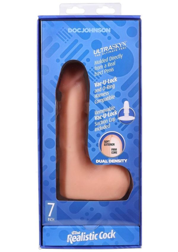 The Realistic Cock with Balls Ultraskyn Removable Vac-U-Lock Suction Cup 7in - Vanilla