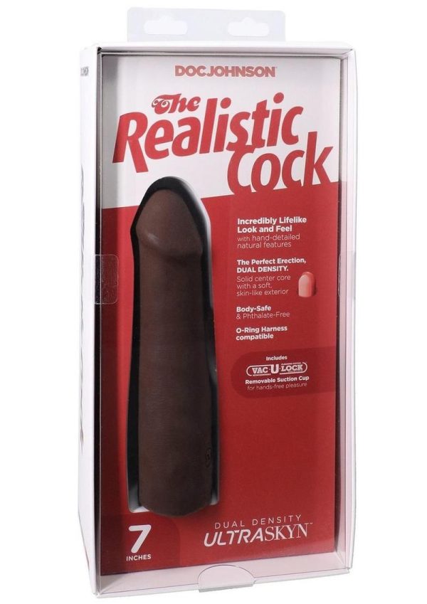 The Realistic Cock Ultraskyn Removable Vac-U-Lock Suction Cup 7in - Chocolate