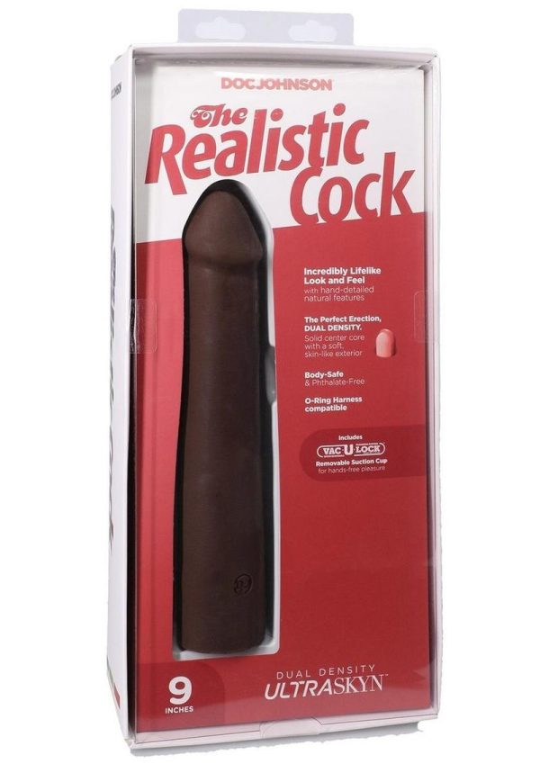 The Realistic Cock Ultraskyn Removable Vac-U-Lock Suction Cup 9in - Chocolate