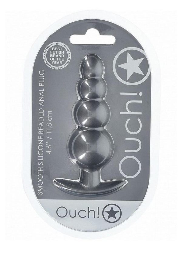 Ouch! Beaded Anal Plug Silicone - Gun Metal