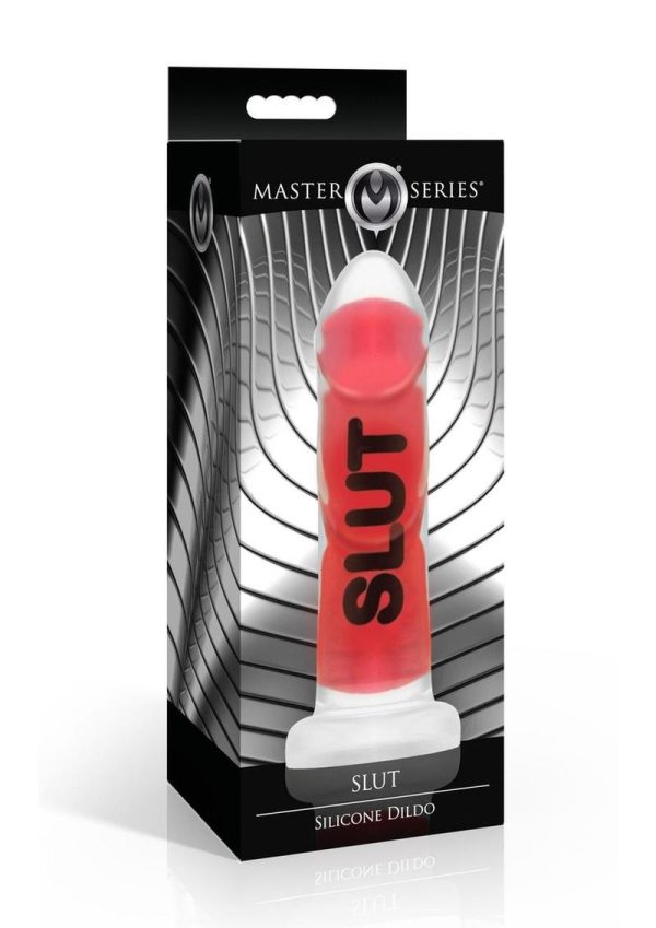 Master Series SLUT Silicone Dildo - Red/Black/Clear