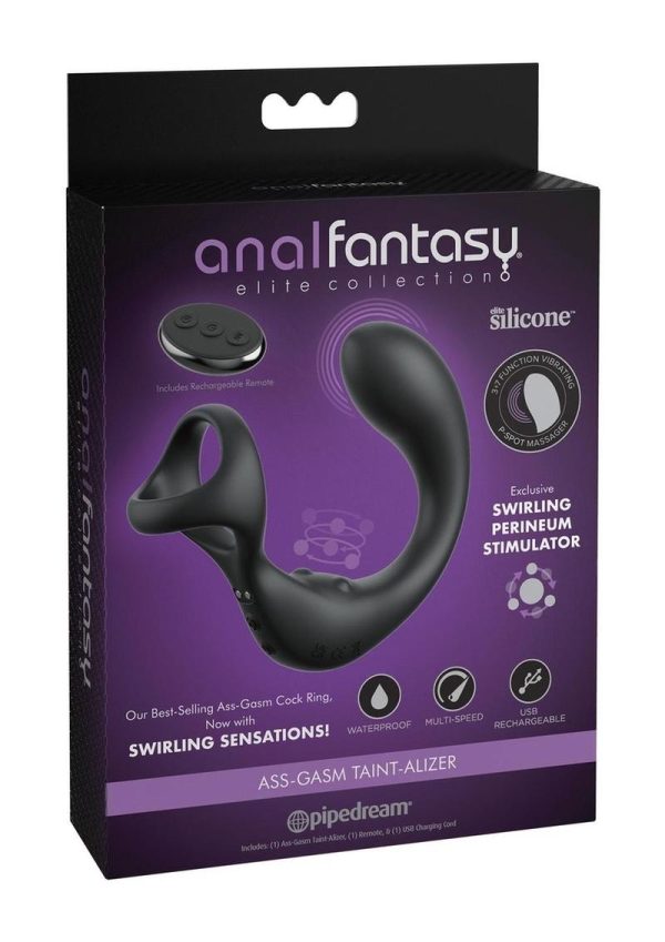 Anal Fantasy Elite Ass-Gasm Taint-Alizer Rechargeable Silicone Prostate Stimulator - Black