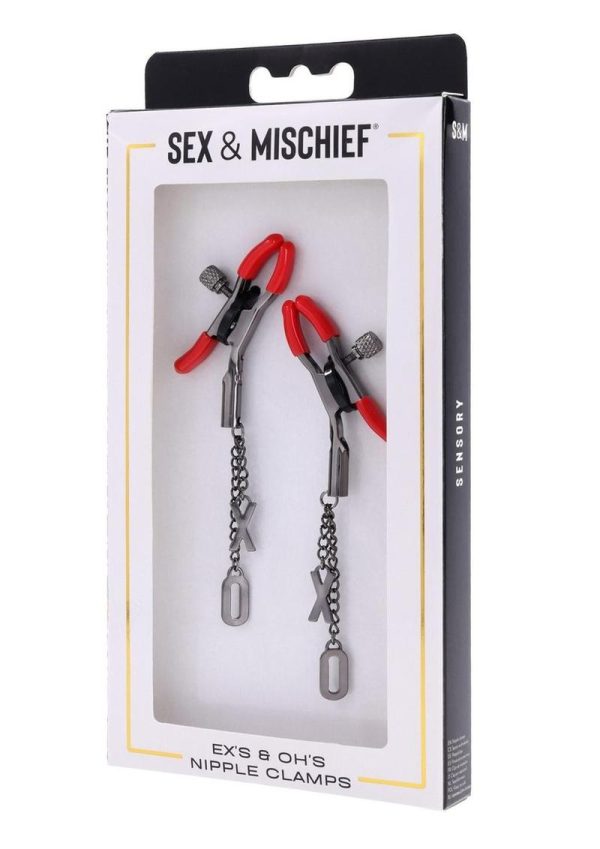 Sex and Mischief Ex`s andamp; Oh`s Nipple Clamps - Red/Black