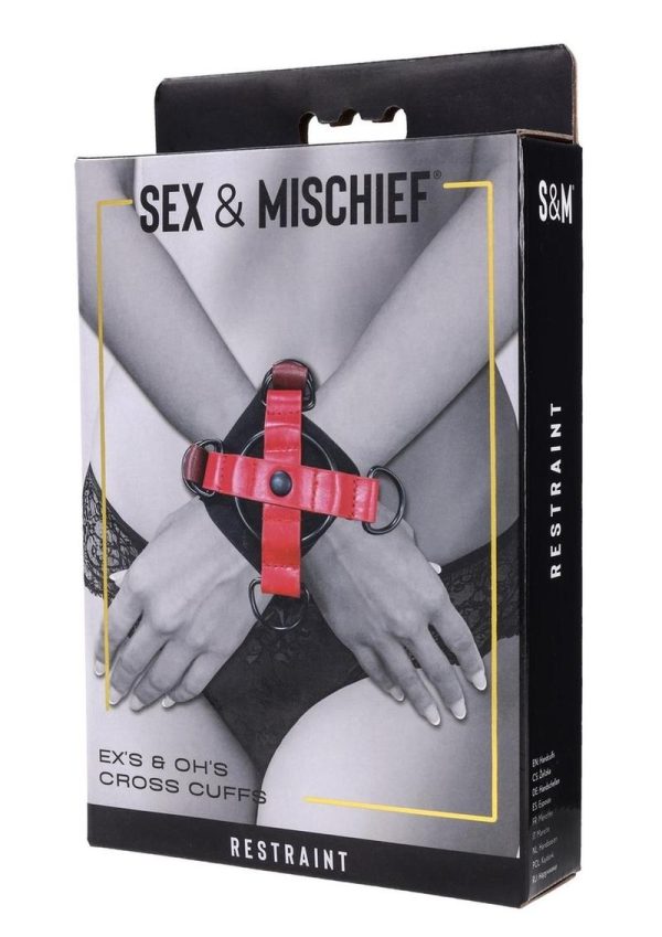 Sex and Mischief Ex`s andamp; Oh`s Cross Cuffs - Red/Black