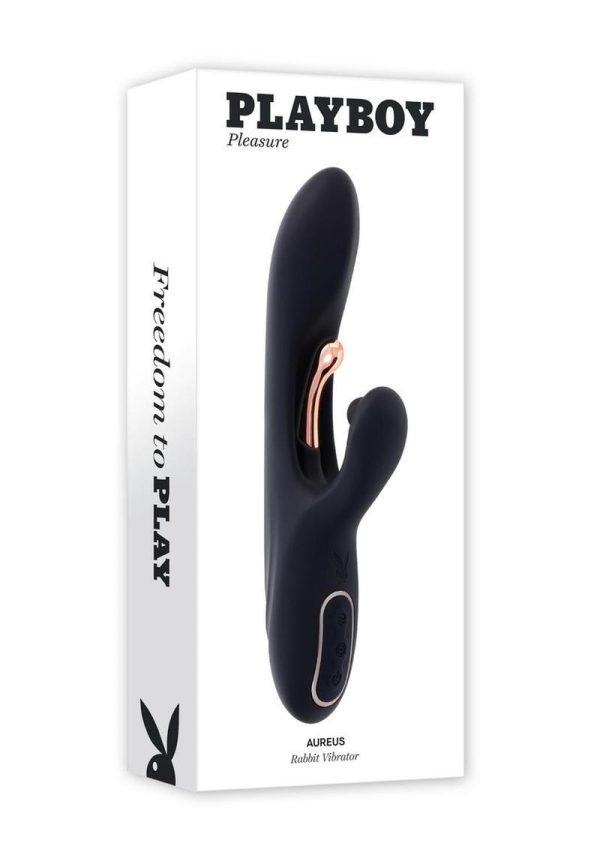 Playboy Aureus Rechargeable Silicone Triple Motor Vibrator with Remote Control - Black