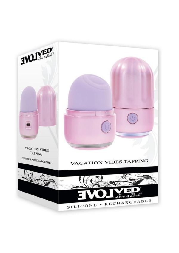 Vacation Vibes Tapping Rechargeable Silicone Discreet Vibrator - Pink/Black