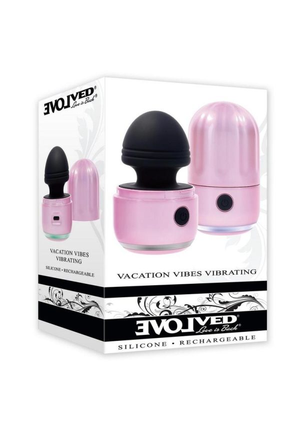 Vacation Vibes Vibrating Rechargeable Silicone Discreet Vibrator - Pink/Black