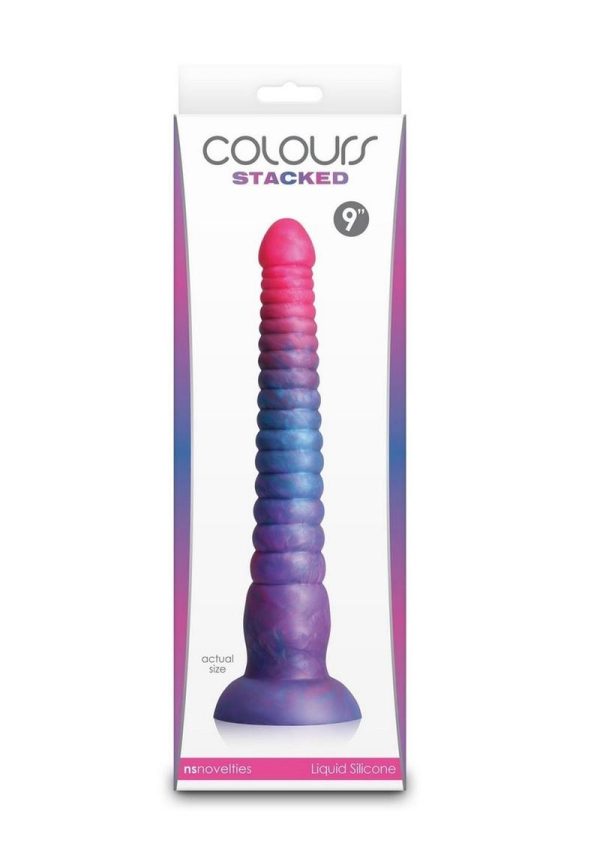 Colours Stacked Silicone Dildo 9in - Pink/Blue